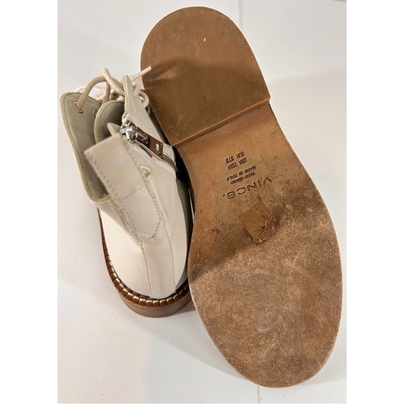 Vince Women’s Cabria Leather Combat Lace-up Boot In Off White, size 7.5 - Picture 7 of 12